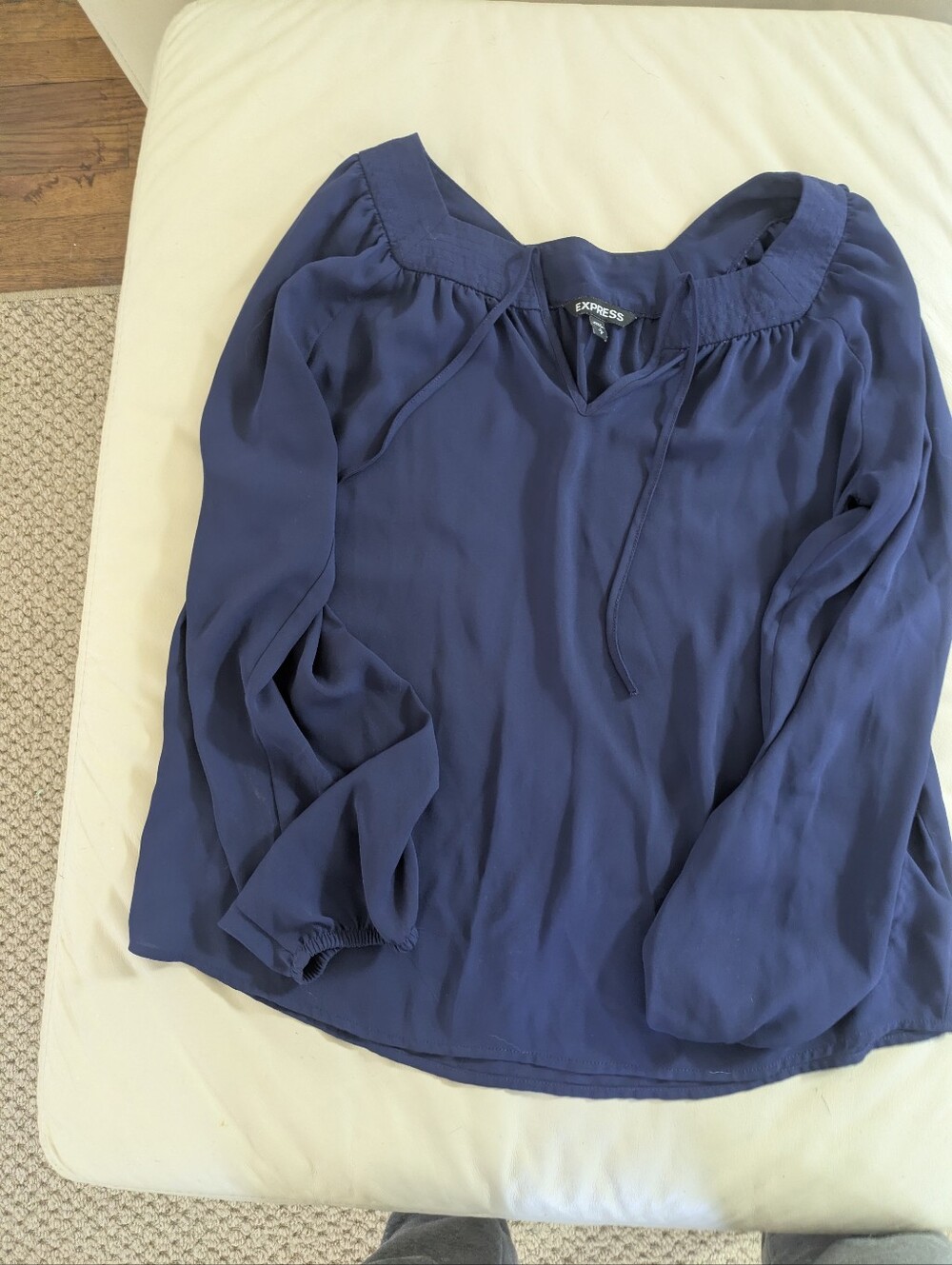 Express Navy Drawstring Peasant Top